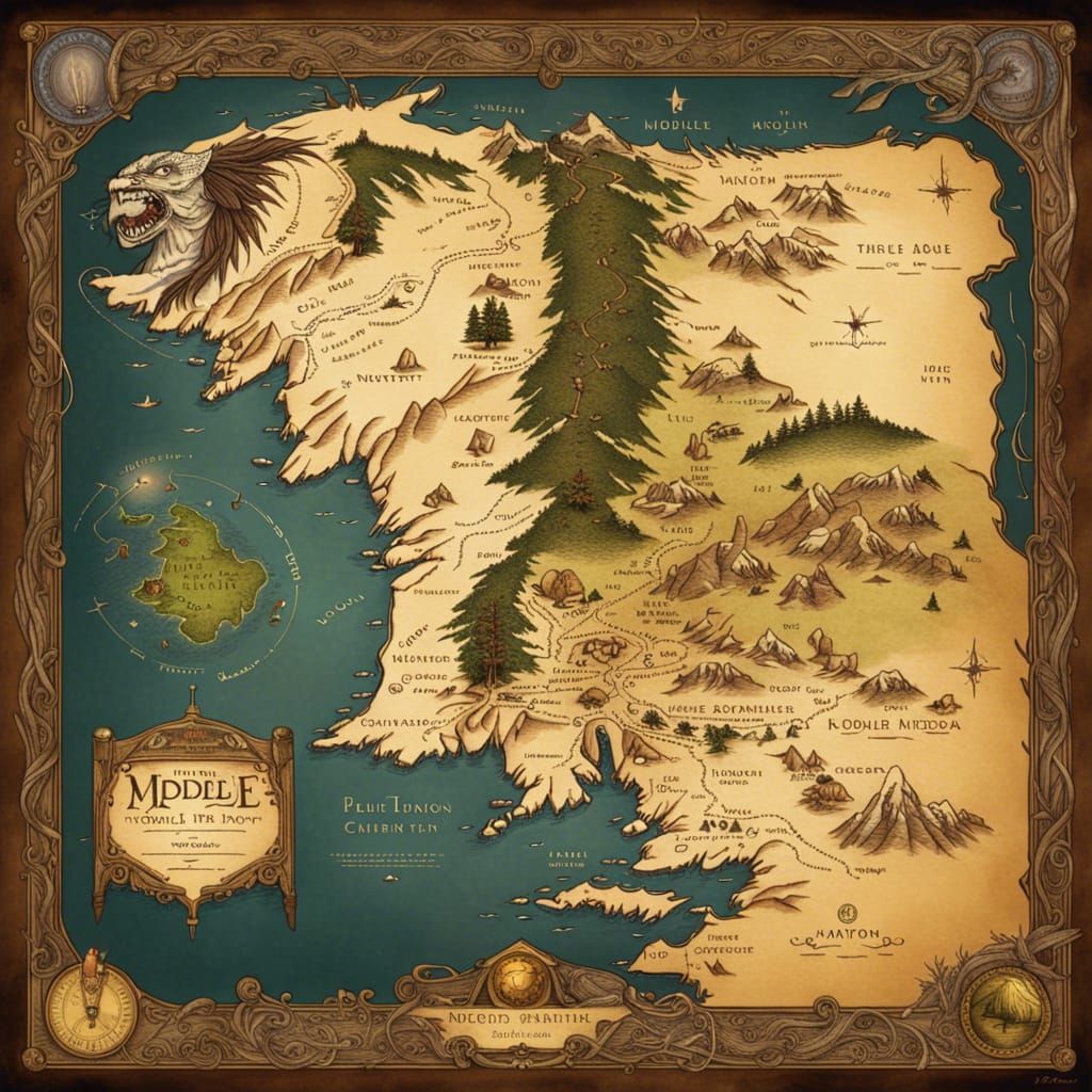Middle Earth Illustrated Map,