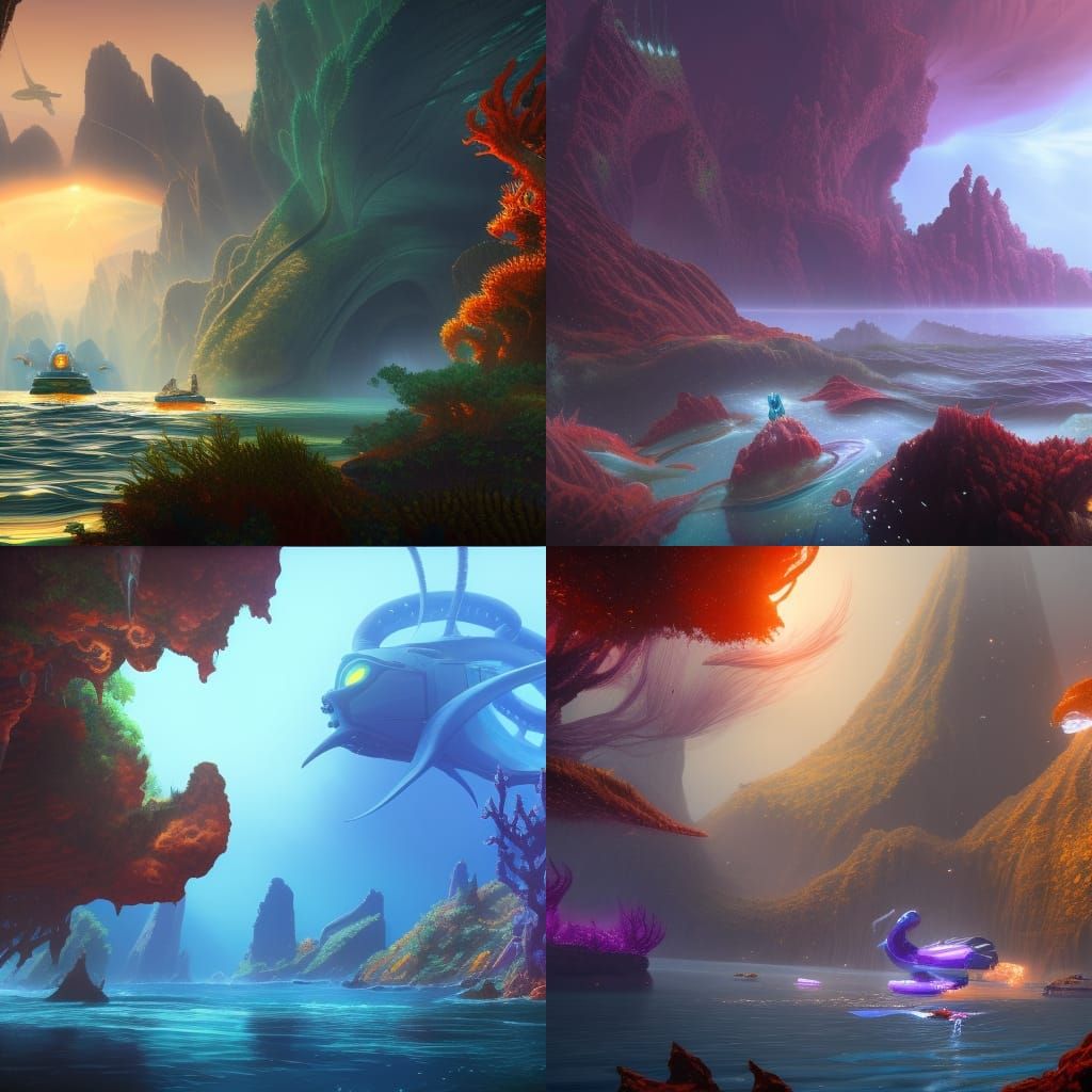 Fantastical Subnautica Landscape in Detailed Matte Painting