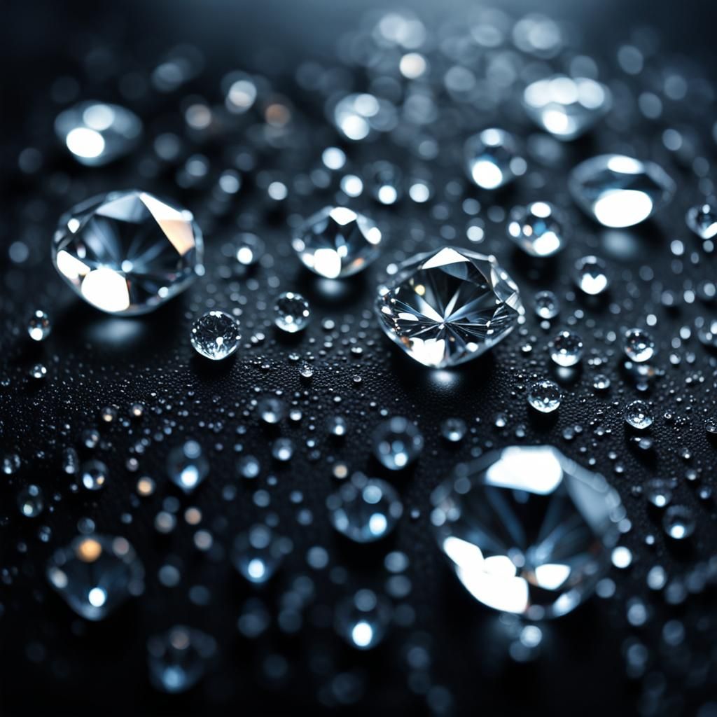 Hyperrealistic Diamond Dew Drops in High Definition