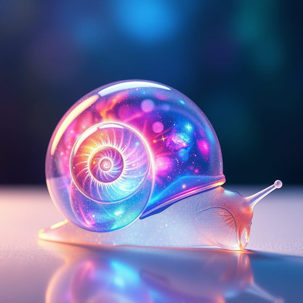Cosmic Galaxy Snail in Glass Shell