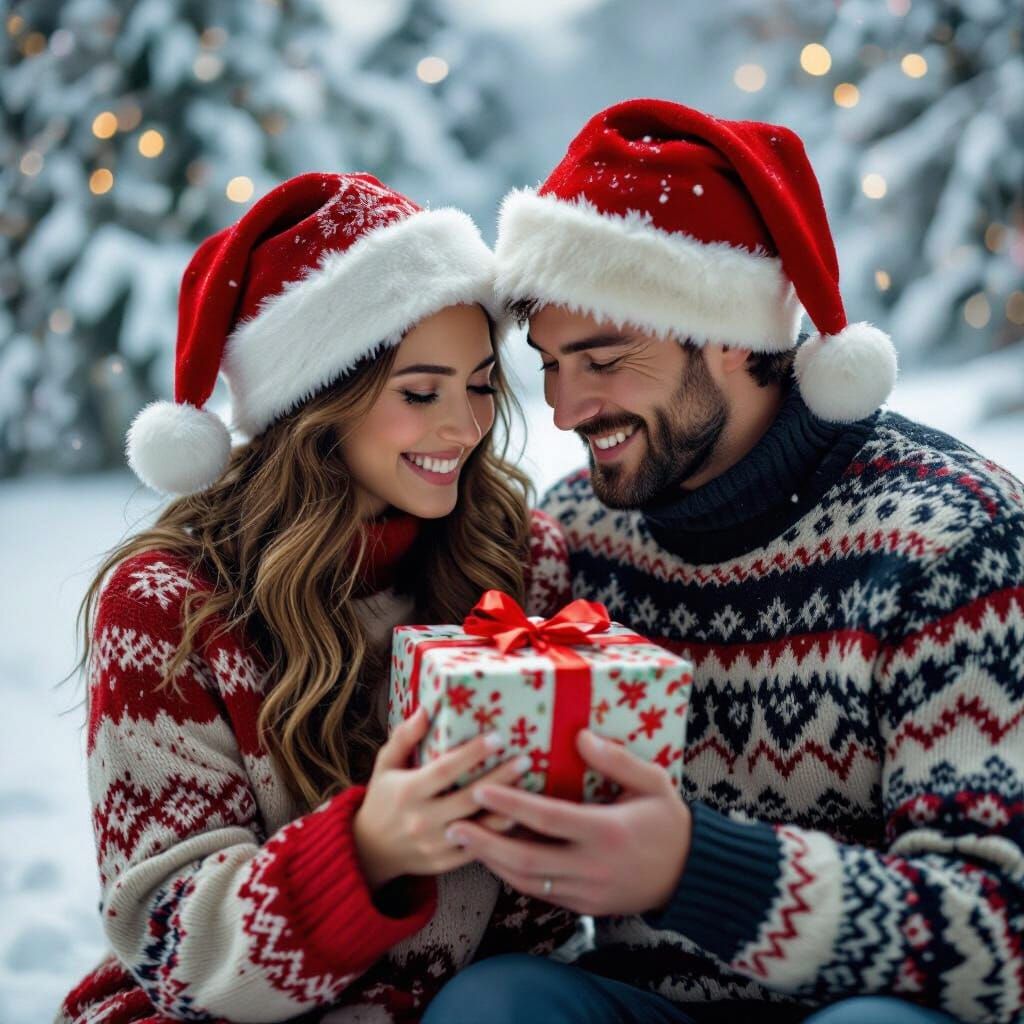 Cozy Christmas Gift: A Cinematic Holiday Scene