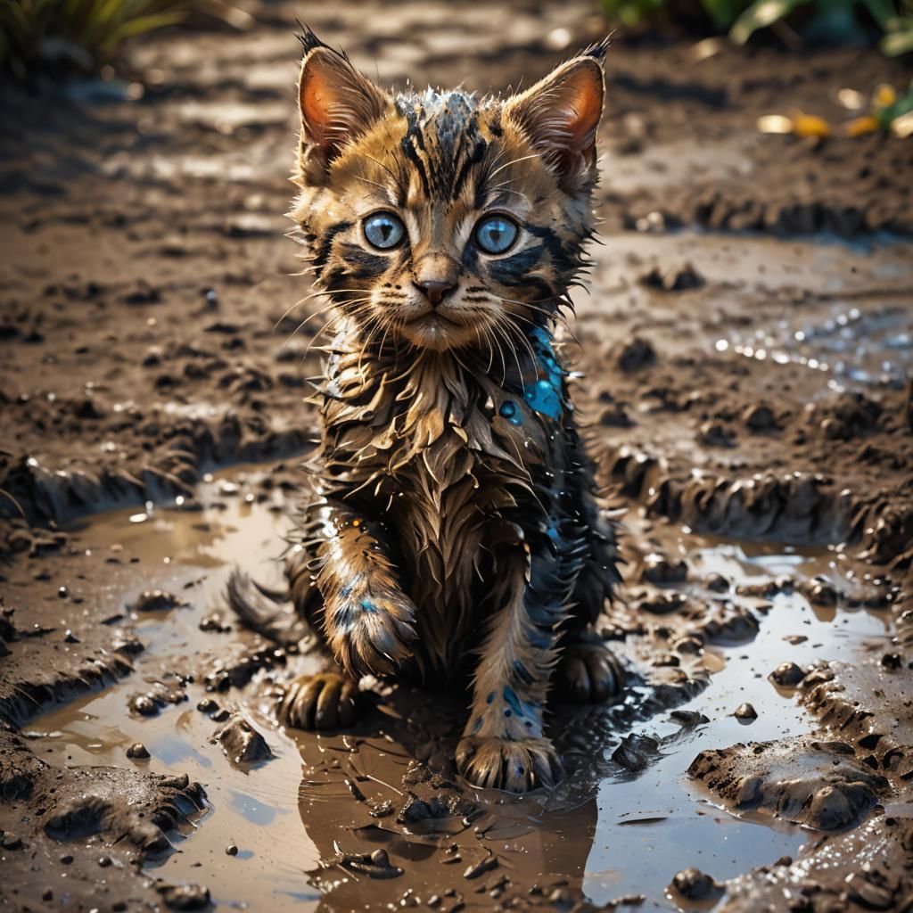 Kitten's Muddy Puddle Adventure: Fantasy Concept Art
