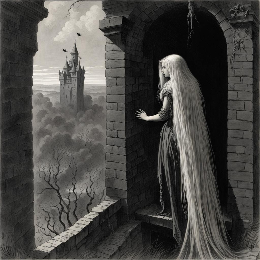 Rapunzel in her tower