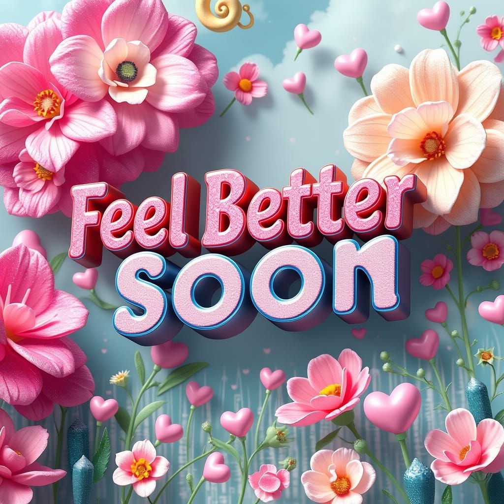 3D Metallic Font Art: Feel Better Soon