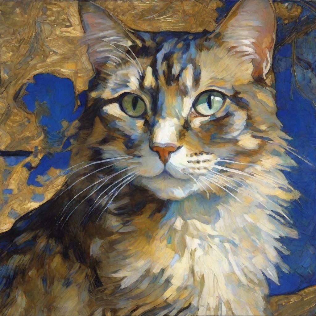 Noble Cat's Return: Art Nouveau Portrait in Ghibli Style