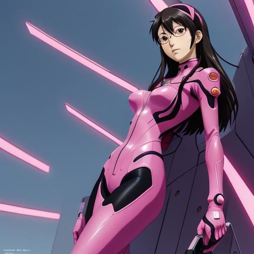 Mari Makinami in Pink Plugsuit, Cel-Shaded Anime Art