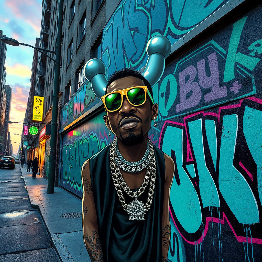 Vibrant Street Art Scene at Dusk