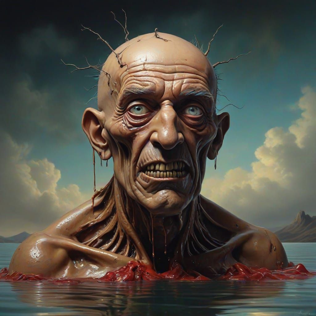 Gothic Christmas Crypt Horror in Surrealist Style