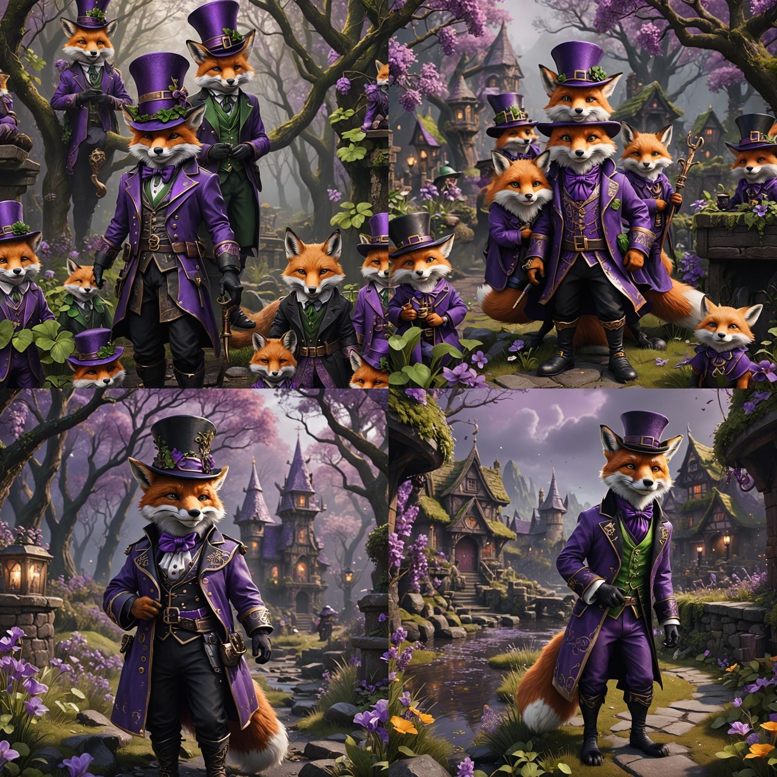 Fox in Leprechaun Outfit: Detailed Fantasy Art