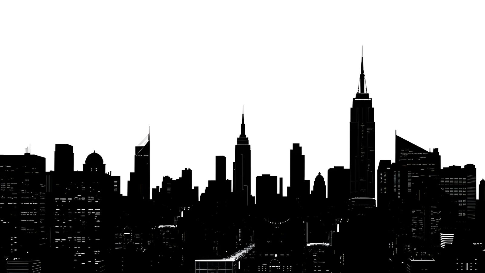 Cityscape at Dusk in High-Contrast Style