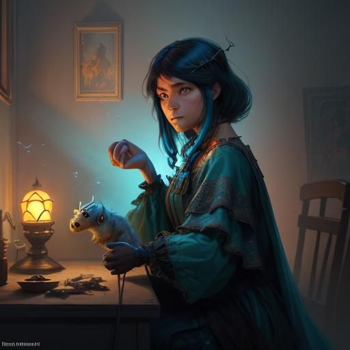 Hyperdetailed Crib Scene with Spiders and Shadows