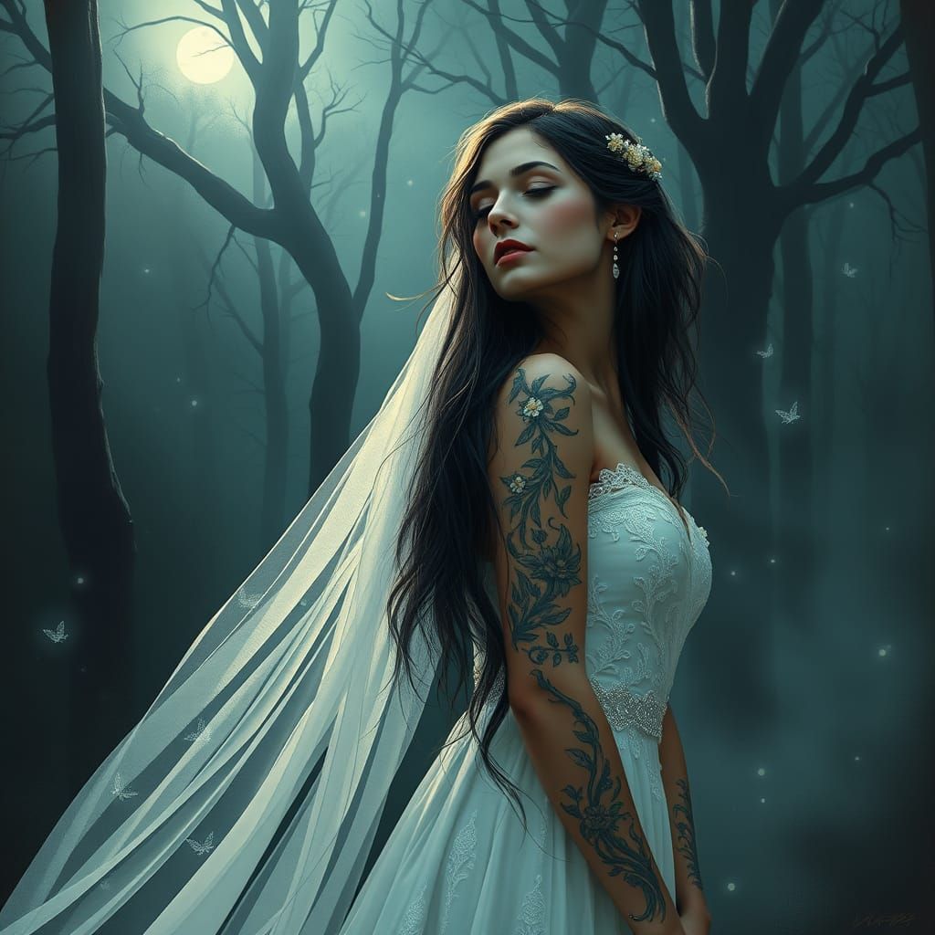 Ethereal Mystical Bride in Whispers of the Woods