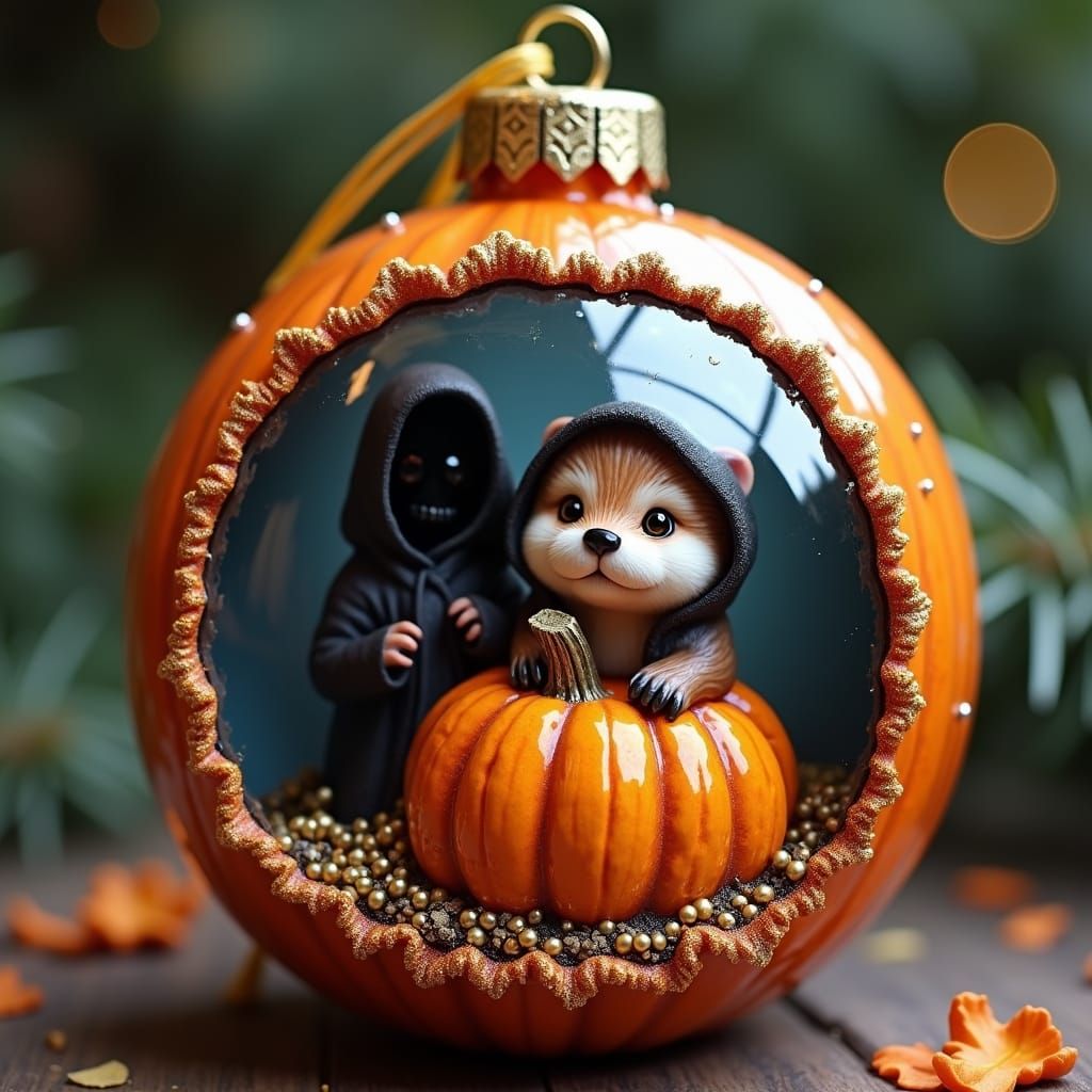 Hyper Realistic Halloween Otter Ornament