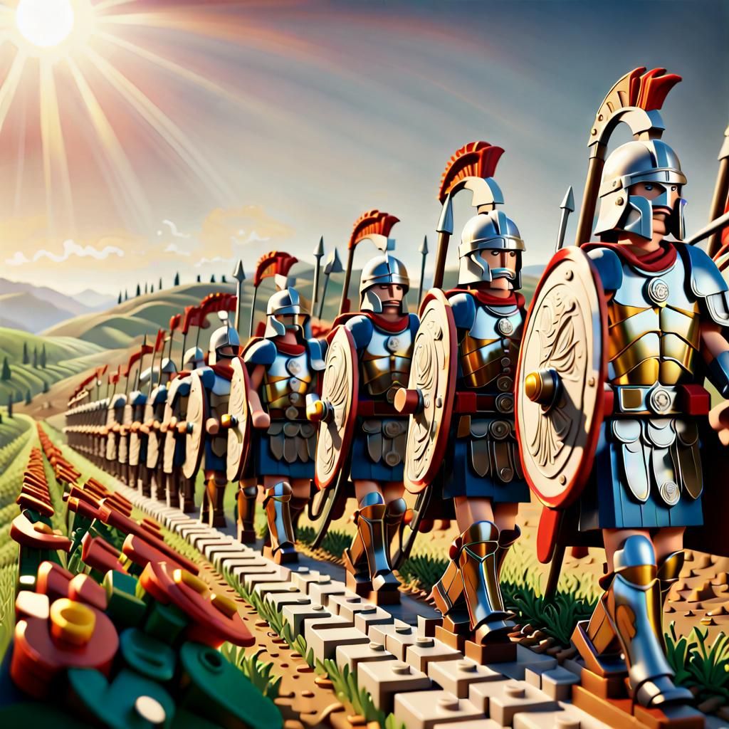 Roman Legions Marching to the Milvian Bridge in Hyper-Realis...