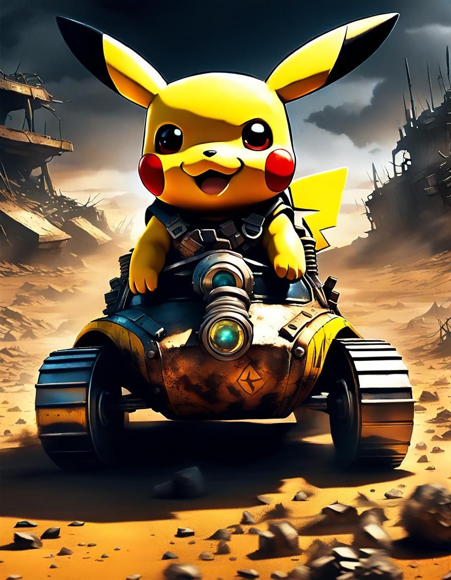 Pikachu Races Through Wasteland in Mad Max Style