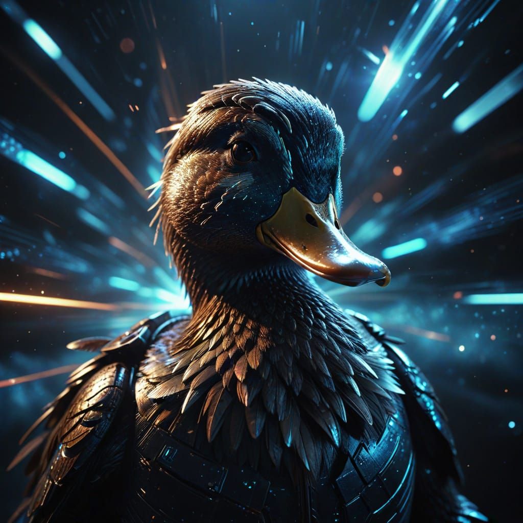 Sci-Fi Duck with Lasers in Space