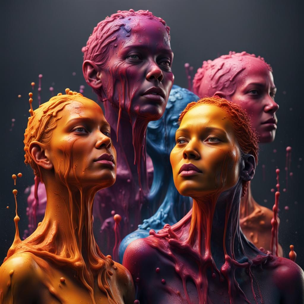 Melting Crayon People: Detailed Fantasy Concept Art