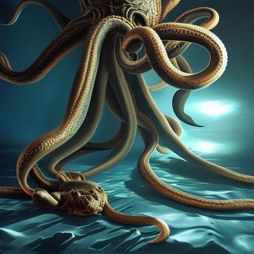 Kraken in Photorealistic Dieselpunk Style