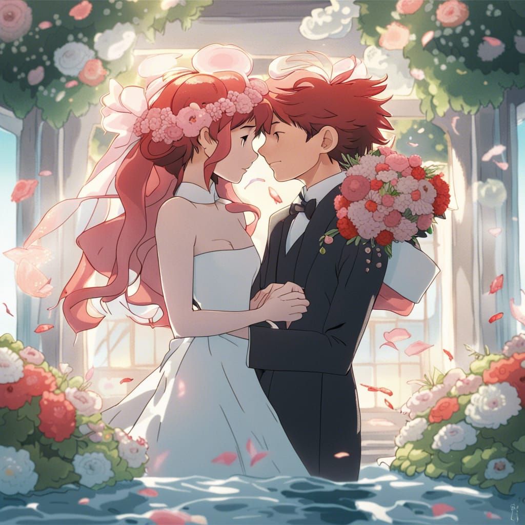 Ponyo and Sousuke's Wedding: Studio Ghibli Style