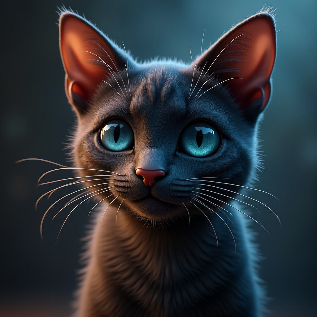 Siamese Cat Portrait in Dreamlike Digital Art