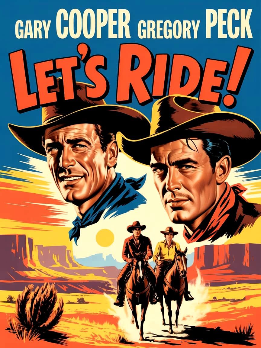1950s western movie poster, Gary Cooper and Gregory Peck in ...