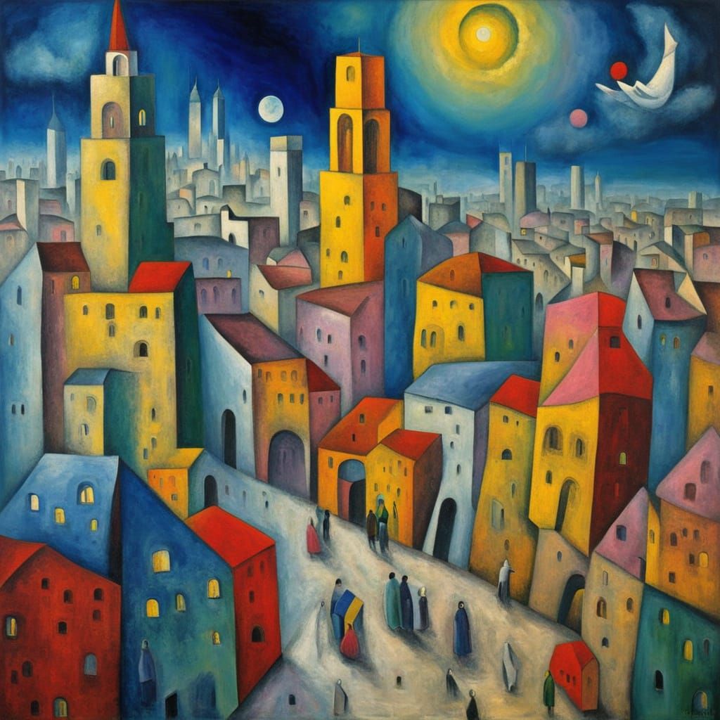 Surreal City Dreamscape with Vivid Colors