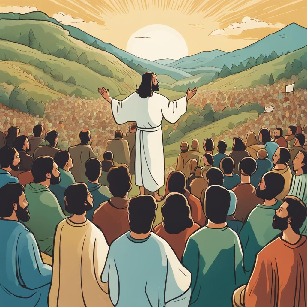 Jesus Delivers Sermon on the Mount Illustration
