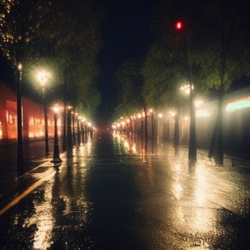 Peaceful Rainy Night Scene