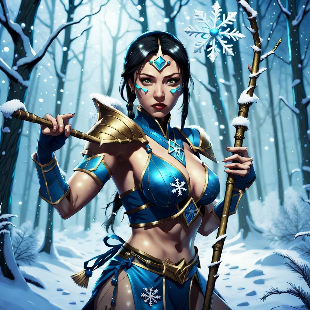 Mortal Kombat Christmas Kitana in Epic Snowy Fantasy Scene