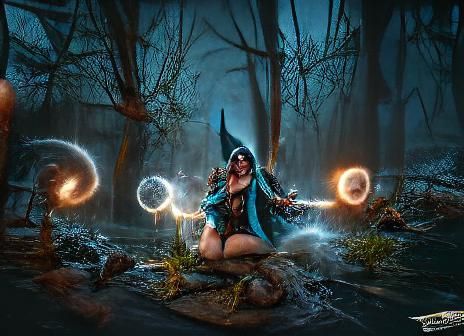 Sorceress Spellcasting: Hyperrealistic Digital Illustration