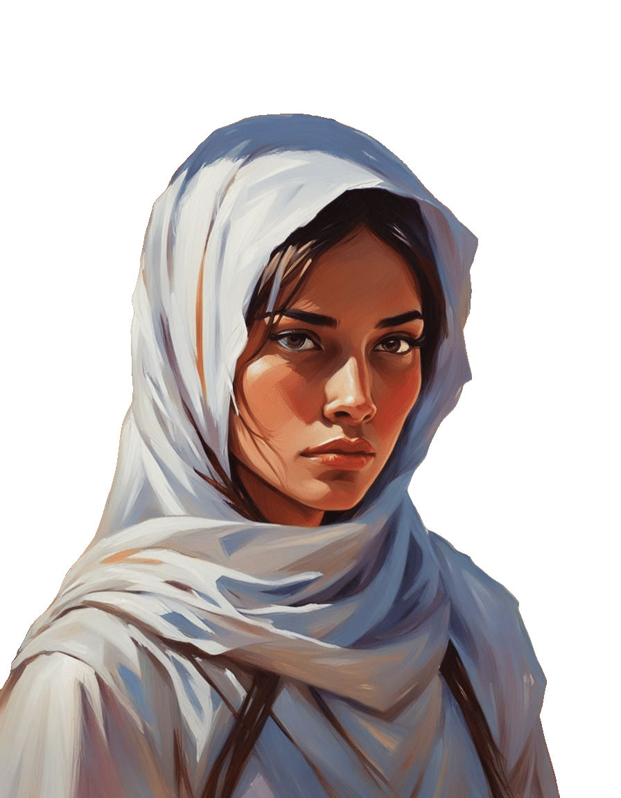 Arabian Woman on Horse in Desert, Digital Painting