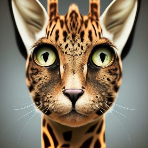 Hyperrealistic Cat Giraffe Splash Art