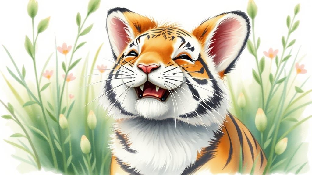 Laughing Tiger-Bunny in Watercolor Style