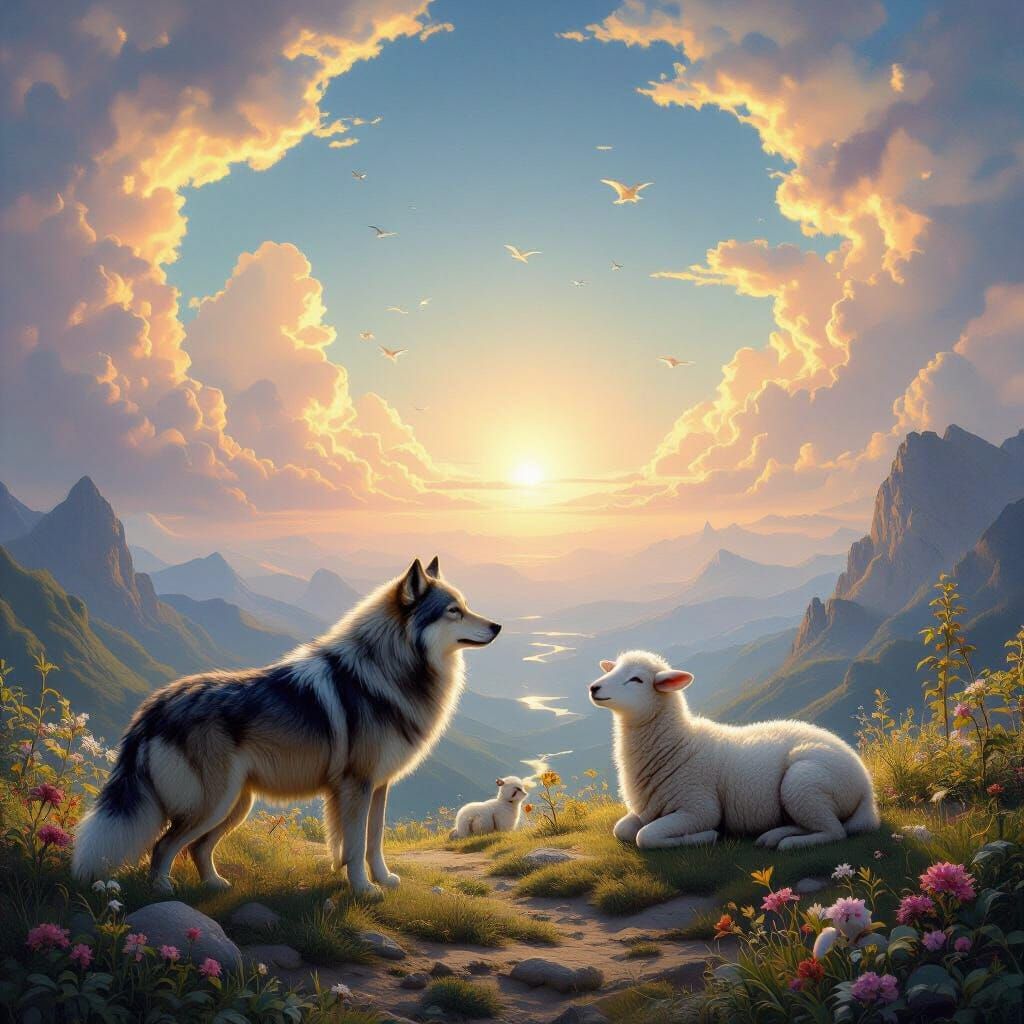 Divine Kingdom Vista: Peace and Harmony in Ethereal Light