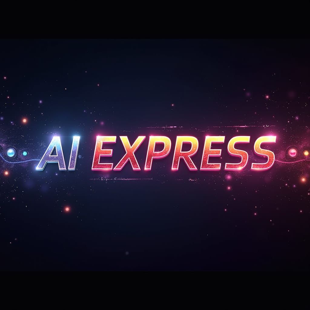 Futuristic AI Express Telugu Logo with Animated Icons