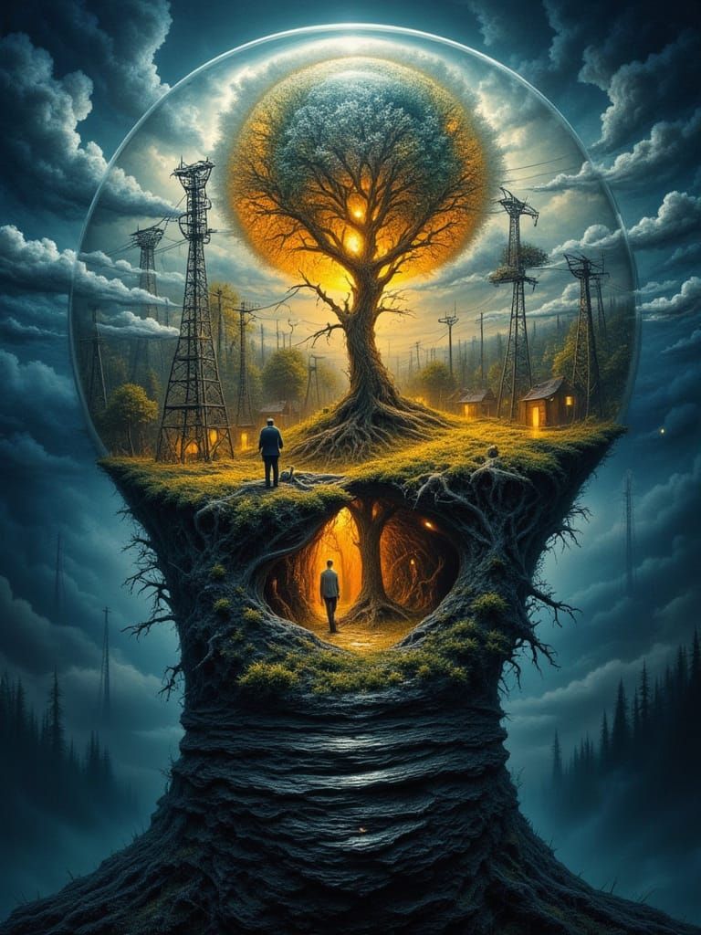 Man's Mindscape: Fractal Man with Electric Thoughts