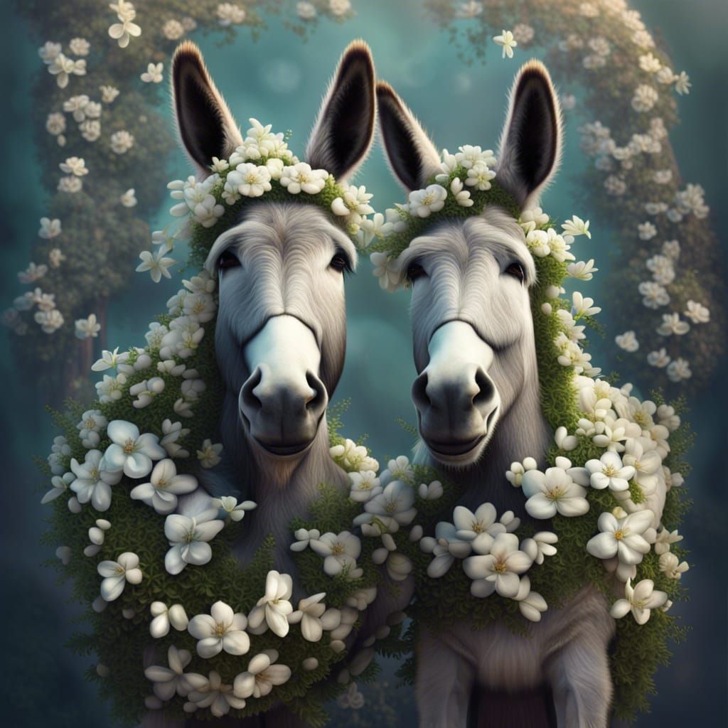 Donkeys in Love with Jasmine Flowers