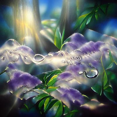 Wisteria Fountain with Sunshine Rays
