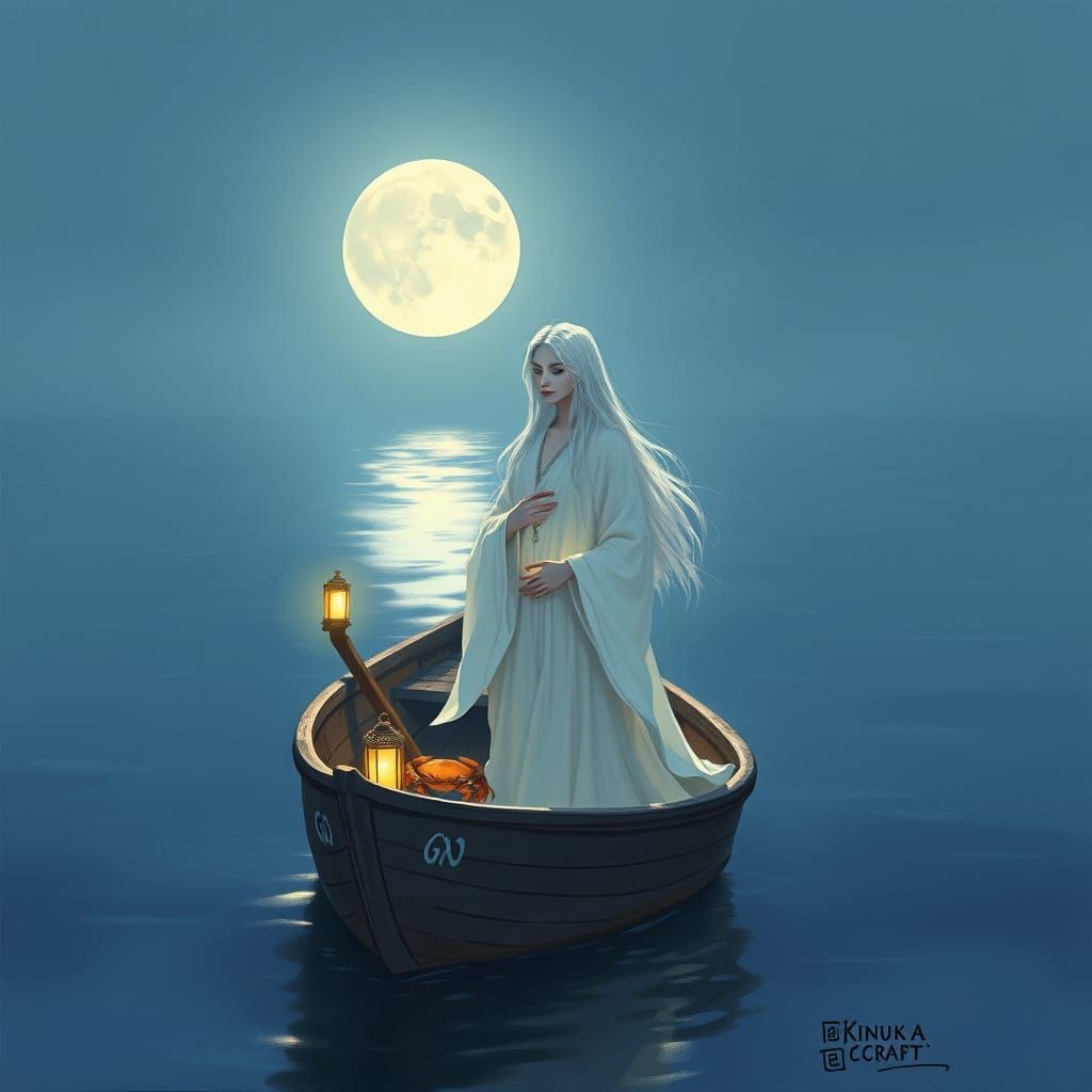 Luna, Goddess of the Moon, in Ethereal, Dreamy Brushstrokes