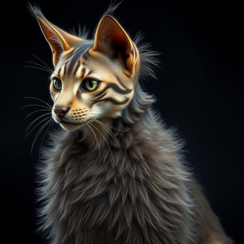 Feline-Canine Hybrid in Hyper-Realistic Furry Style