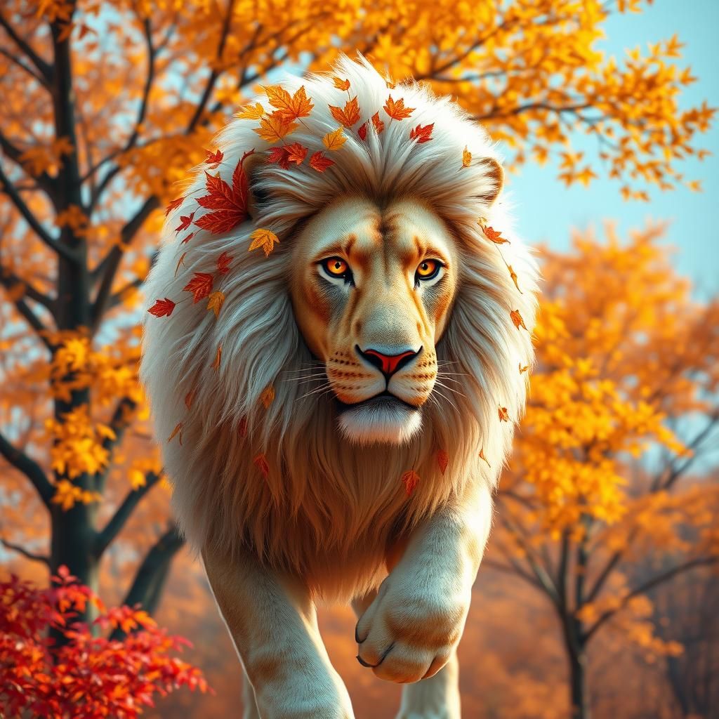 Autumn Lion in Anime and 3D Art Style