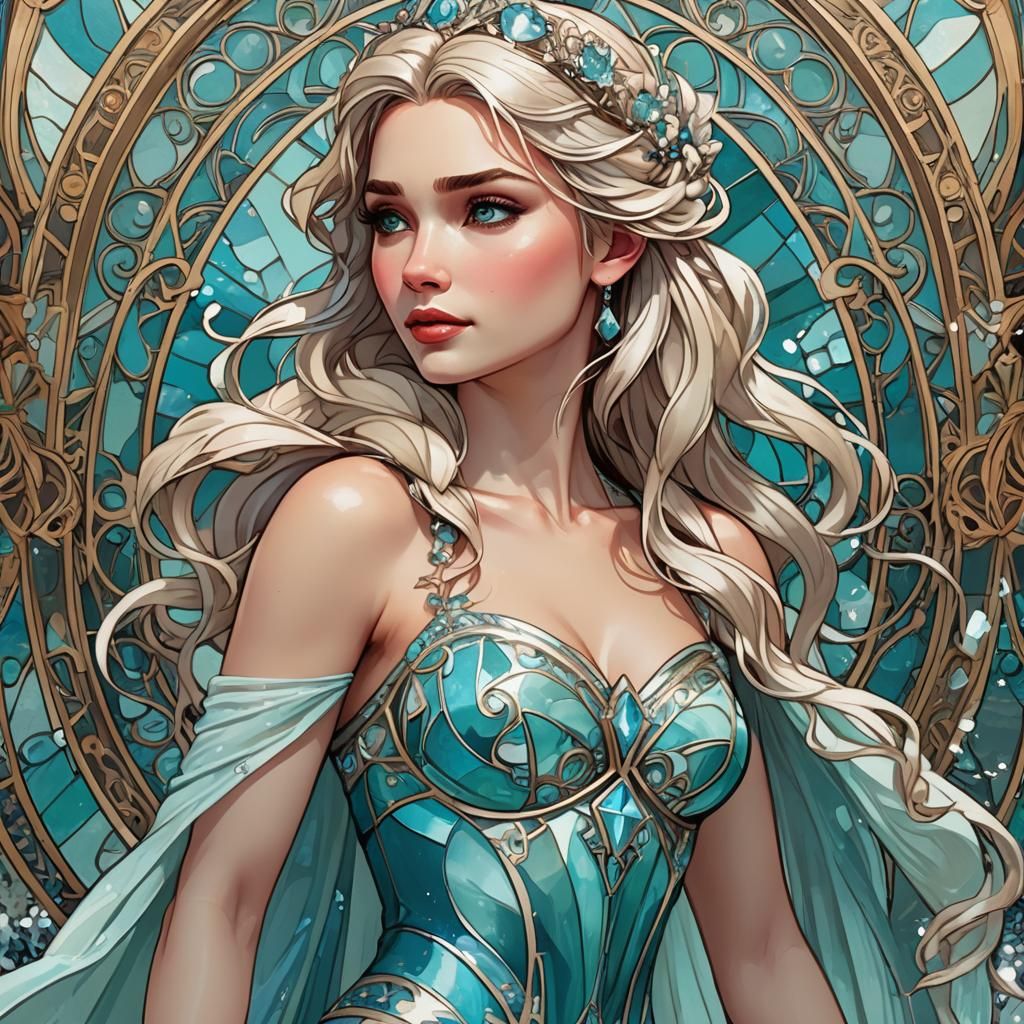 Princess Elsa de la película Frozen en la playa con micro bi...