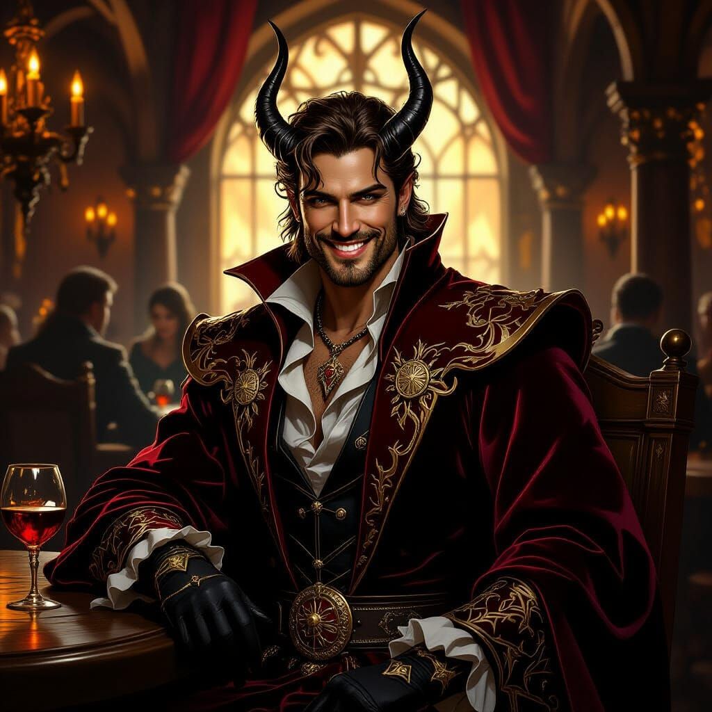 Prince Sanguine in Lavish Tavern, Fantasy Art Style