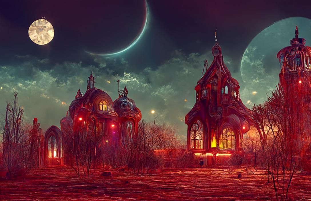 Sinister Victorian Observatory Under Two Full Moons