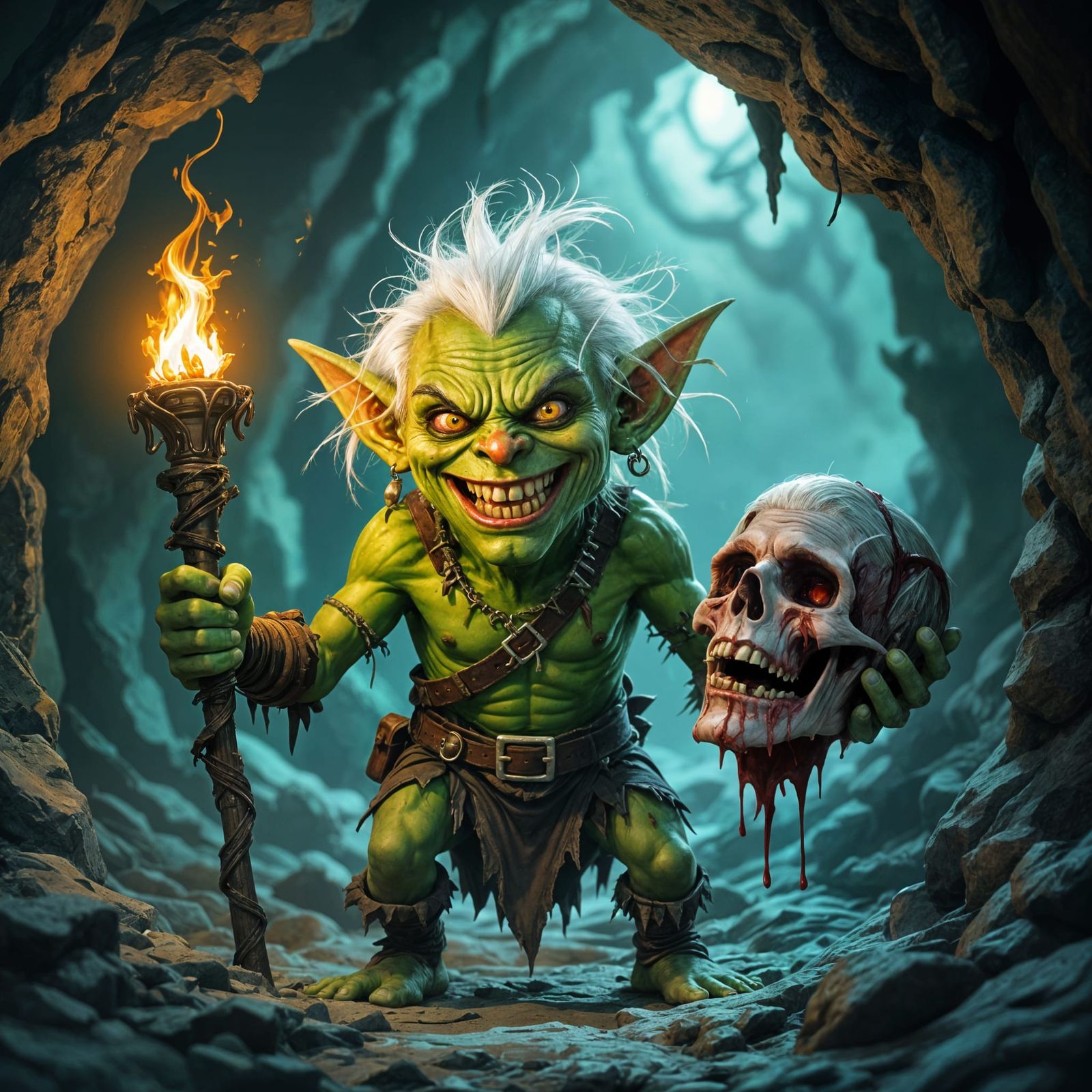 Ominous Goblin in a Dark Cave