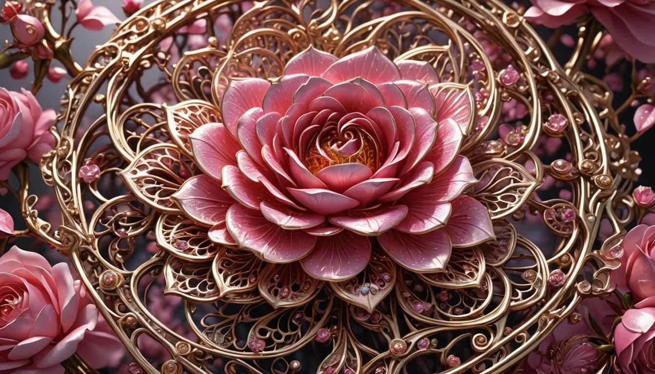 Sakura Filigree Rose: A Detailed Maximalist Masterpiece