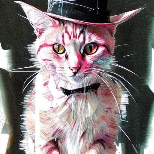 Cat with Ham Mouth and Top Hat
