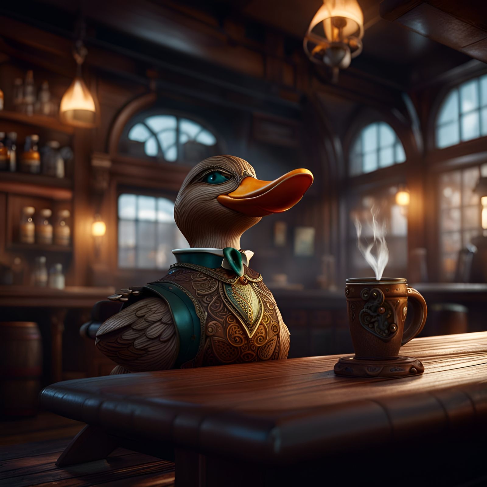 Wooden Duck Coffee Break: Detailed Matte Painting