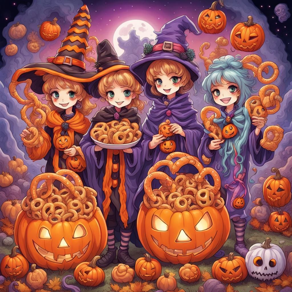 Kawaii Halloween Pretzels Trick or Treating