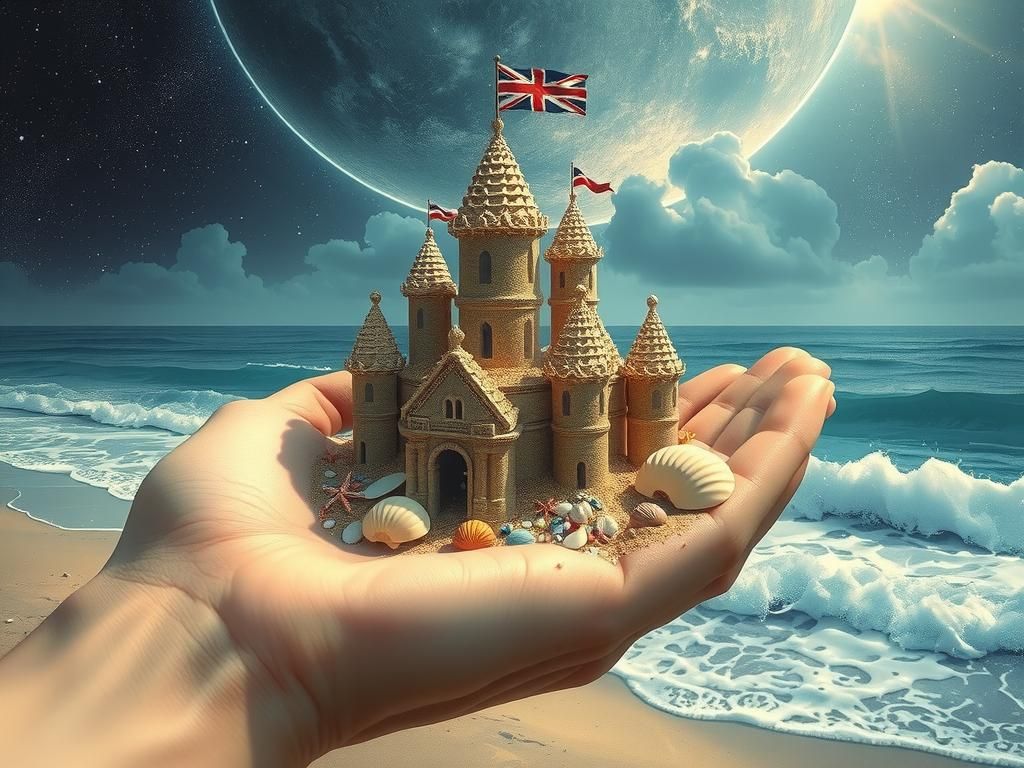 Sandcastle in Hand: Detailed Digital Art